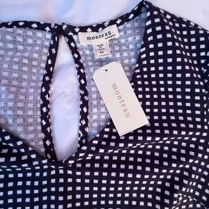 Monteau Black & White Grid V-Neck Tie-Back Jumpsuit